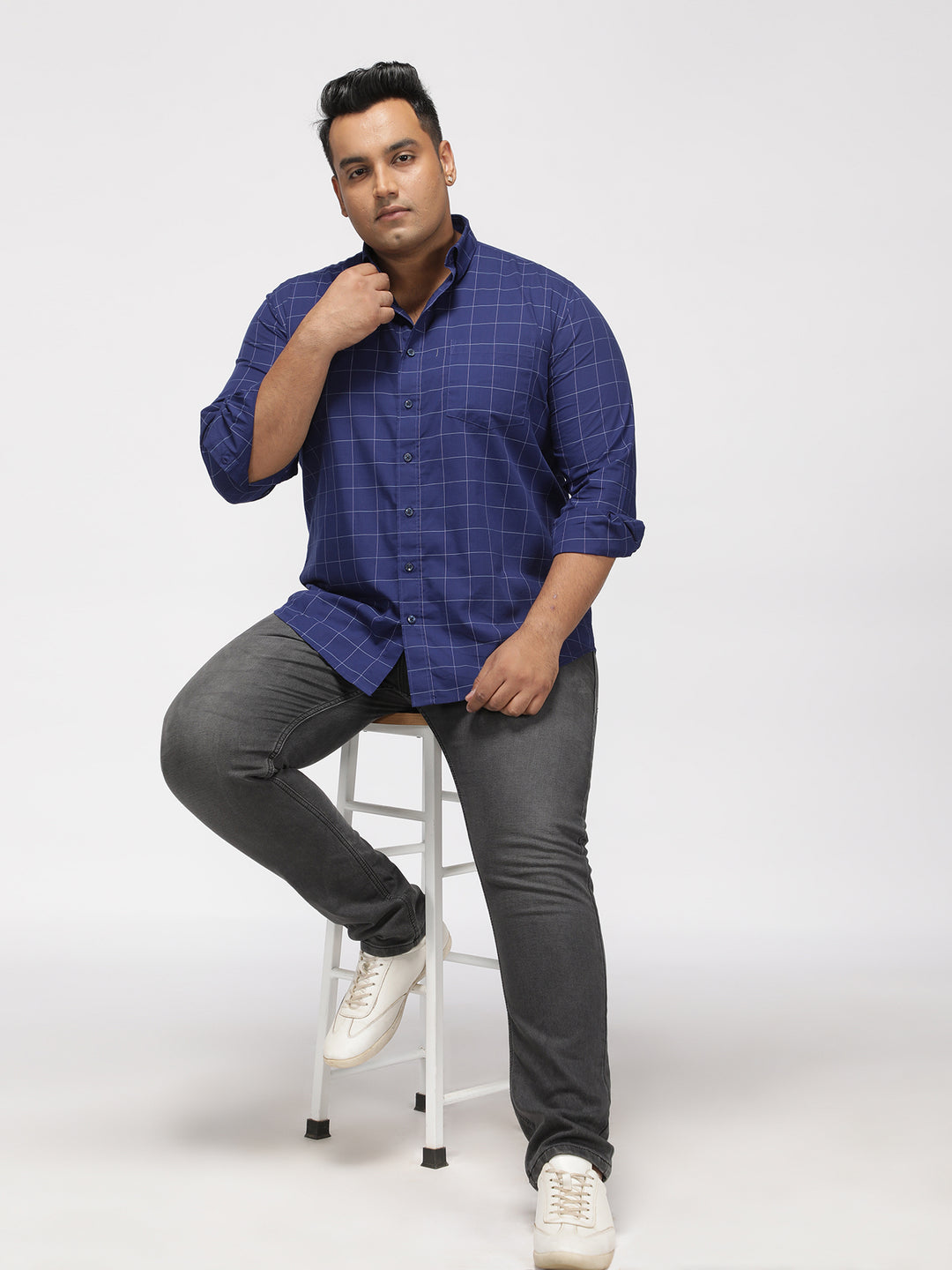 PLUS SIZE GIZA COTTON CHECK SHIRTS FOR MEN | XL-7XL