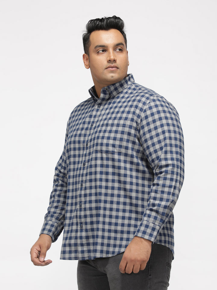 PLUS SIZE BRUSHED PEACHED FLANNEL CHECKS COTTON SHIRT FOR MEN | XL-7XL