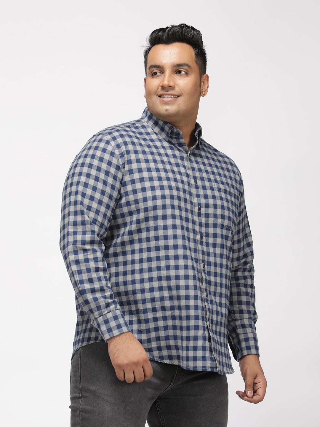 PLUS SIZE BRUSHED PEACHED FLANNEL CHECKS COTTON SHIRT FOR MEN | XL-7XL