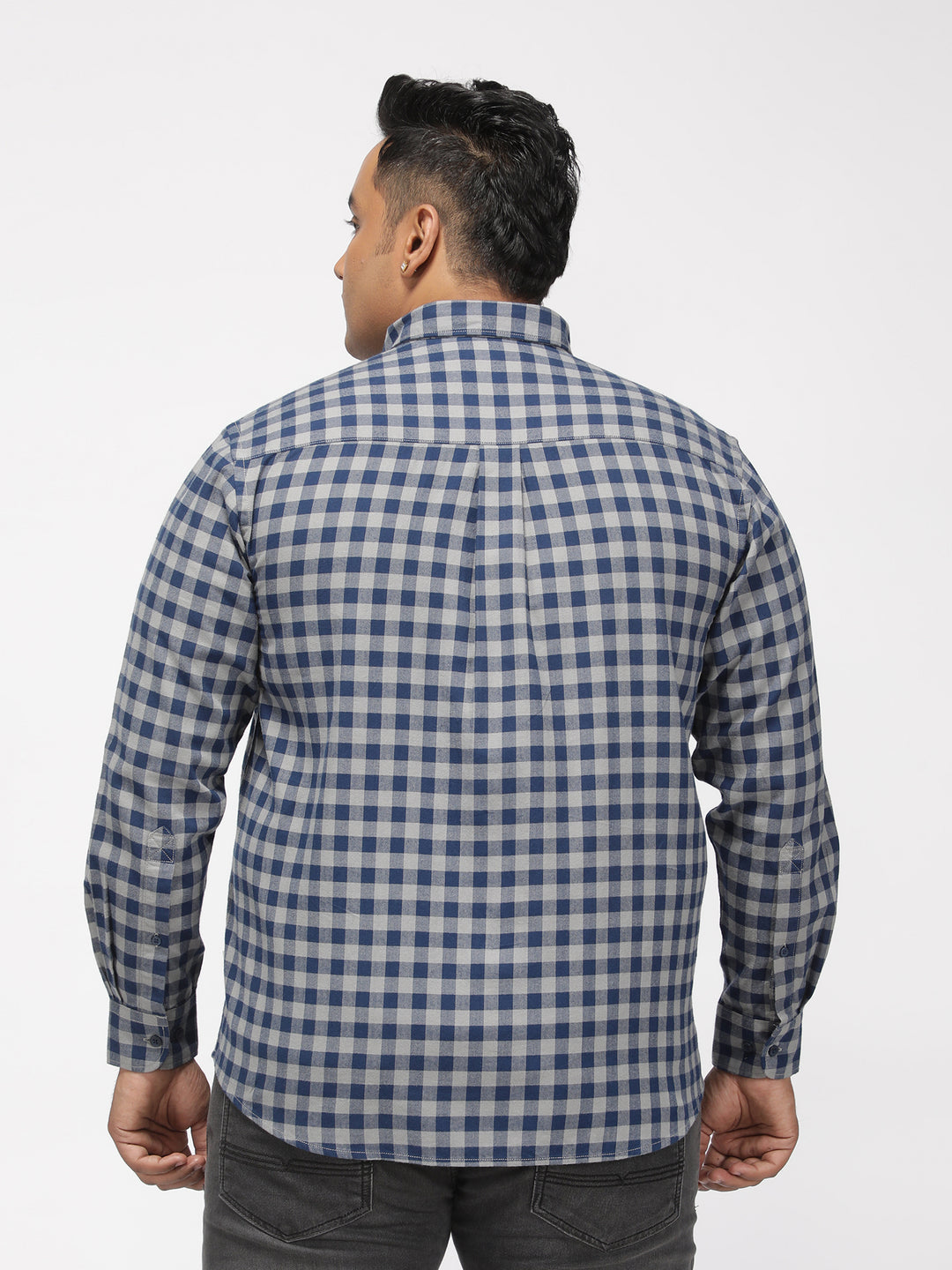 PLUS SIZE BRUSHED PEACHED FLANNEL CHECKS COTTON SHIRT FOR MEN | XL-7XL