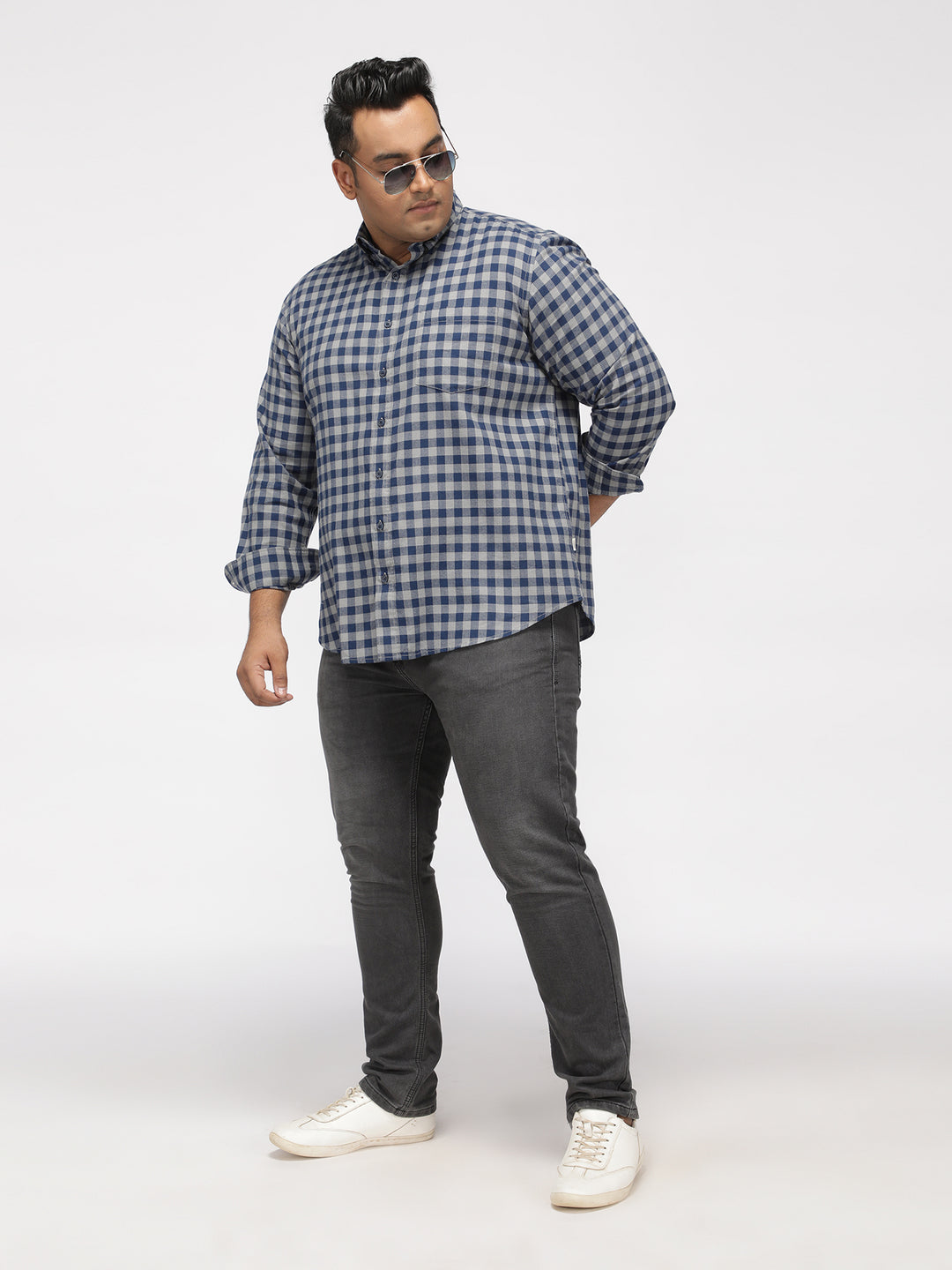 PLUS SIZE BRUSHED PEACHED FLANNEL CHECKS COTTON SHIRT FOR MEN | XL-7XL