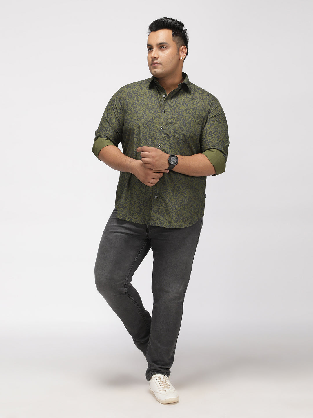 PLUS SIZE PRINTED DITSY FLORAL PREMIUM SHIRT FOR MEN | XL-7XL
