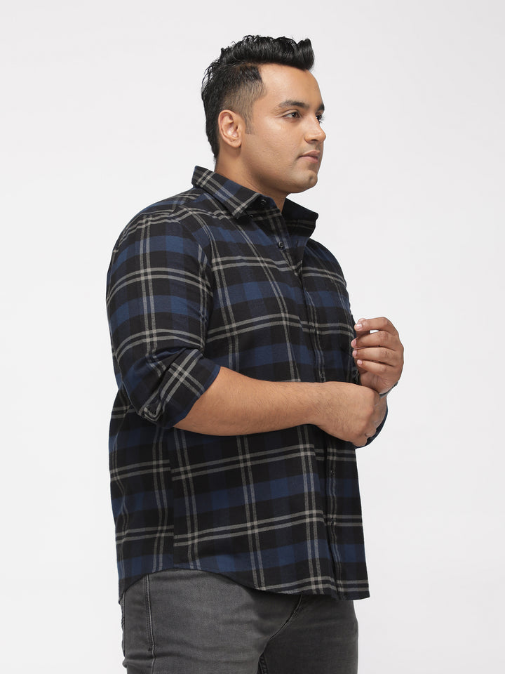 PLUS SIZE BRUSHED PEACHED FLANNEL CHECKS COTTON SHIRT FOR MEN | XL-7XL