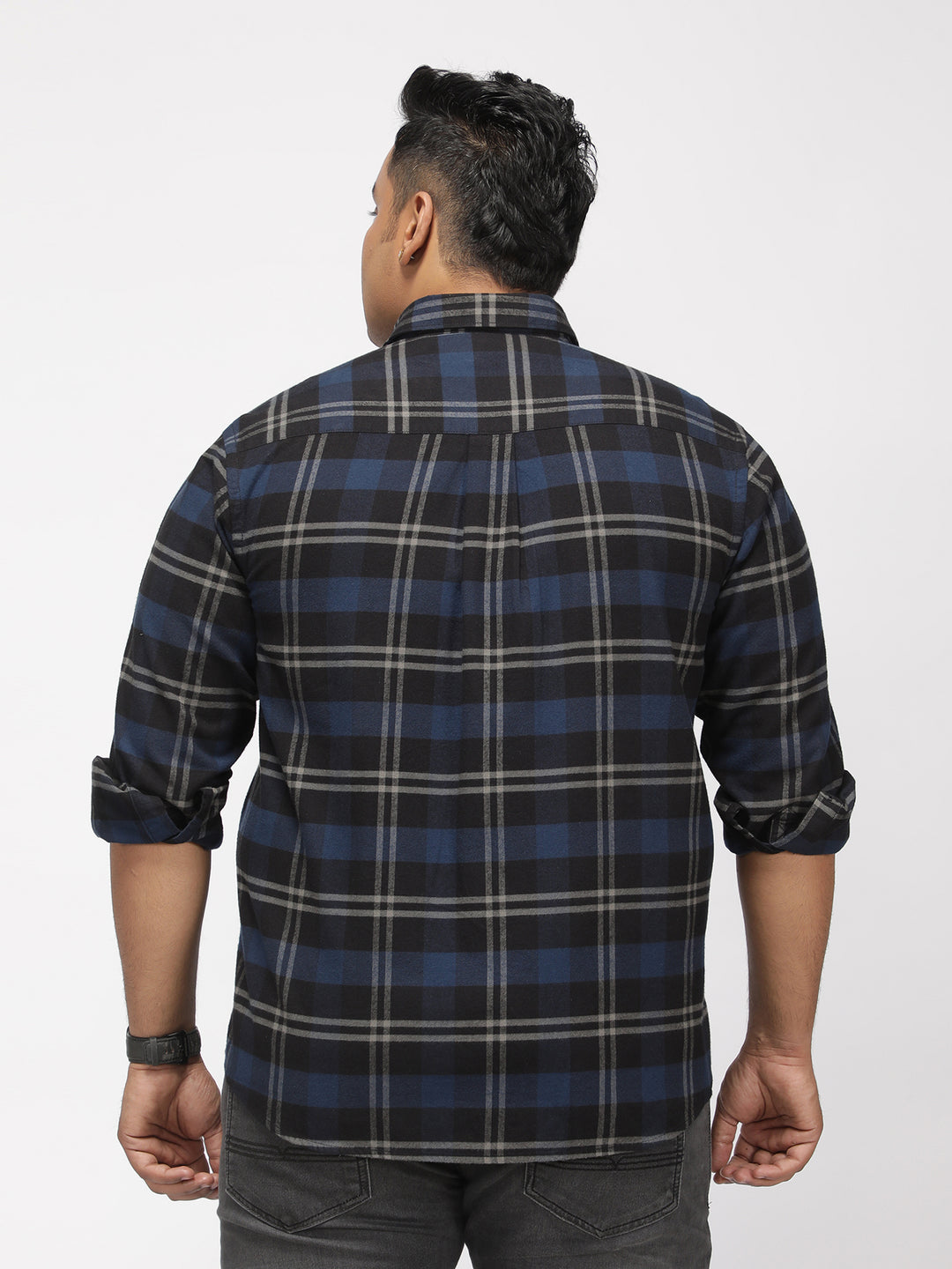 PLUS SIZE BRUSHED PEACHED FLANNEL CHECKS COTTON SHIRT FOR MEN | XL-7XL