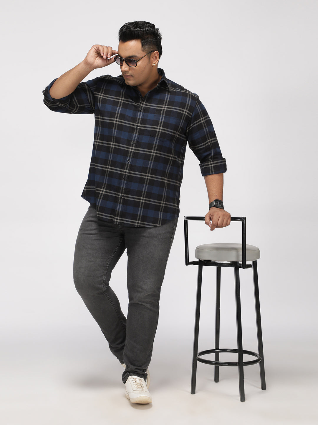 PLUS SIZE KEVIN FIT CHARCOAL GREY WASH STRETCH JEANS FOR MEN | XL-7XL