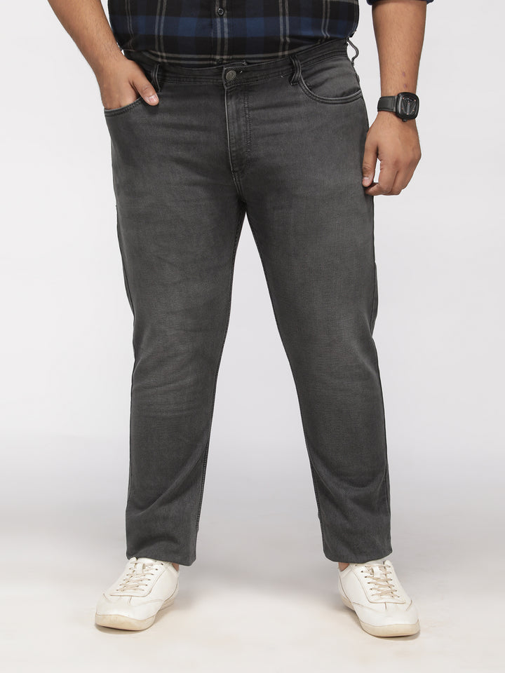 PLUS SIZE KEVIN FIT CHARCOAL GREY WASH STRETCH JEANS FOR MEN | XL-7XL