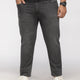 PLUS SIZE KEVIN FIT CHARCOAL GREY WASH STRETCH JEANS FOR MEN | XL-7XL