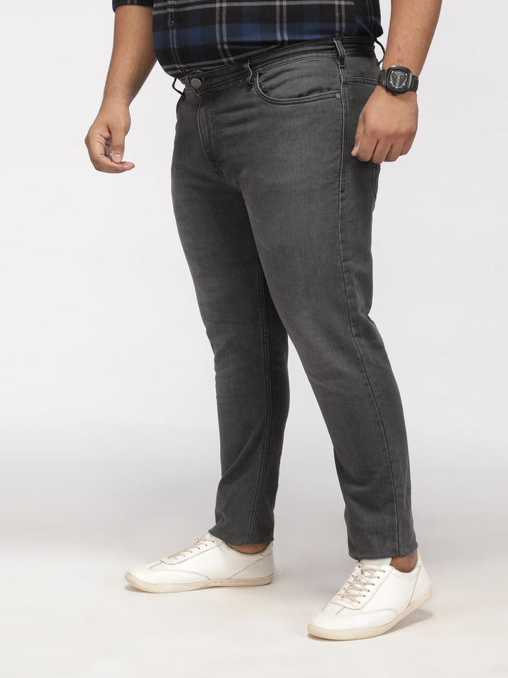 PLUS SIZE KEVIN FIT CHARCOAL GREY WASH STRETCH JEANS FOR MEN | XL-7XL