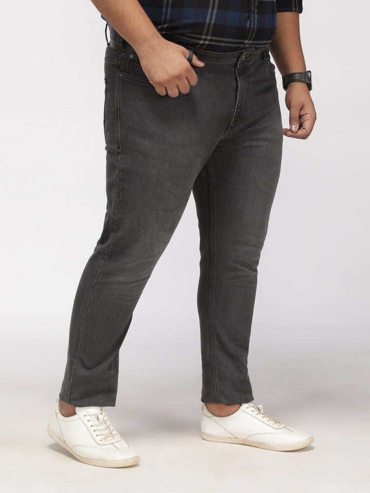 PLUS SIZE KEVIN FIT CHARCOAL GREY WASH STRETCH JEANS FOR MEN | XL-7XL