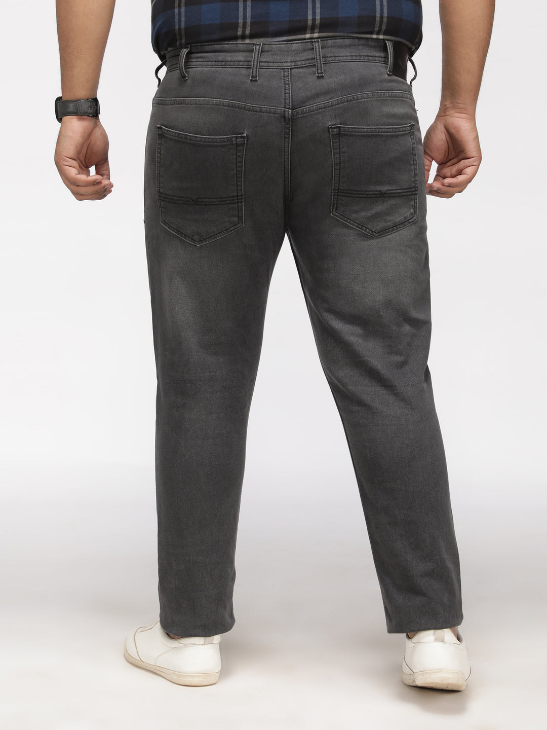 PLUS SIZE KEVIN FIT CHARCOAL GREY WASH STRETCH JEANS FOR MEN | XL-7XL