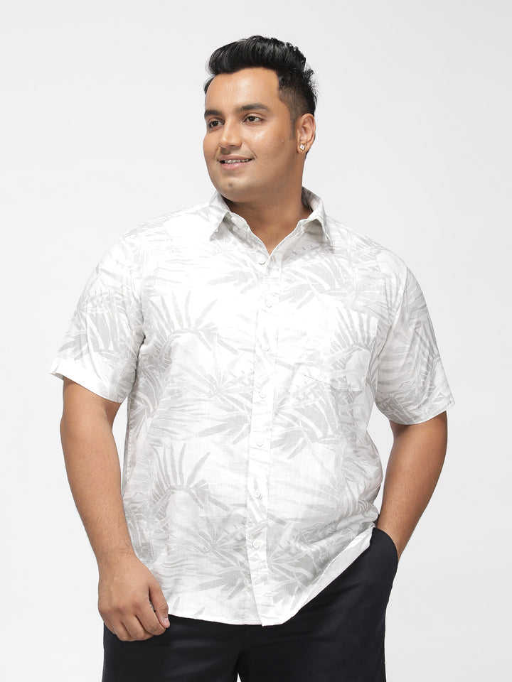 PLUS SIZE TROPICAL PRINTED COTTON HOLIDAY HALF SLEEVE SHIRT FOR MEN | XL-7XL