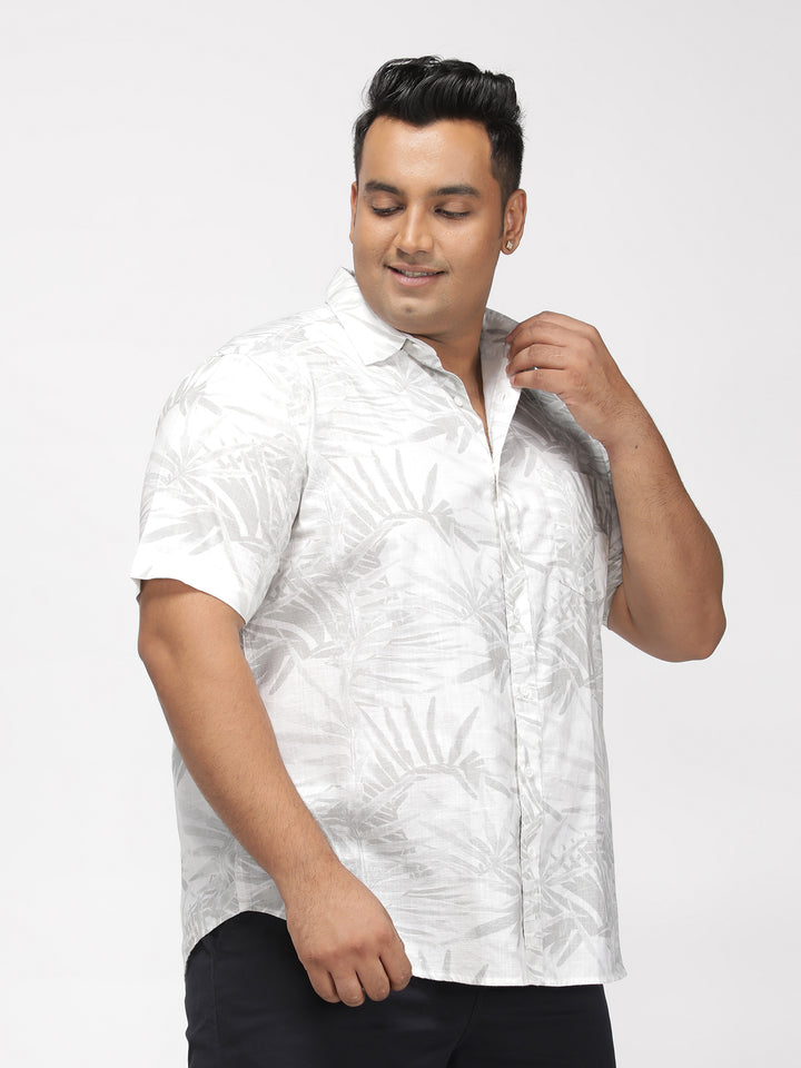 PLUS SIZE TROPICAL PRINTED COTTON HOLIDAY HALF SLEEVE SHIRT FOR MEN | XL-7XL