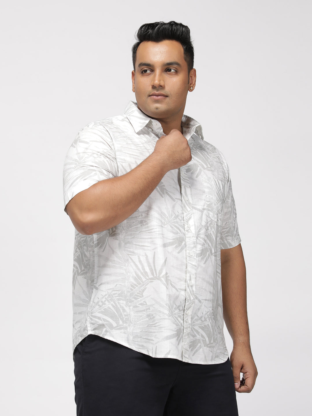 PLUS SIZE TROPICAL PRINTED COTTON HOLIDAY HALF SLEEVE SHIRT FOR MEN | XL-7XL