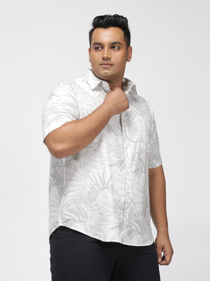 PLUS SIZE TROPICAL PRINTED COTTON HOLIDAY HALF SLEEVE SHIRT FOR MEN | XL-7XL