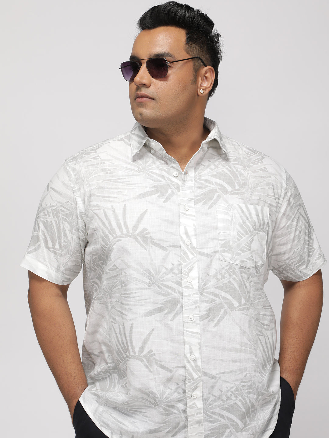 PLUS SIZE TROPICAL PRINTED COTTON HOLIDAY HALF SLEEVE SHIRT FOR MEN | XL-7XL