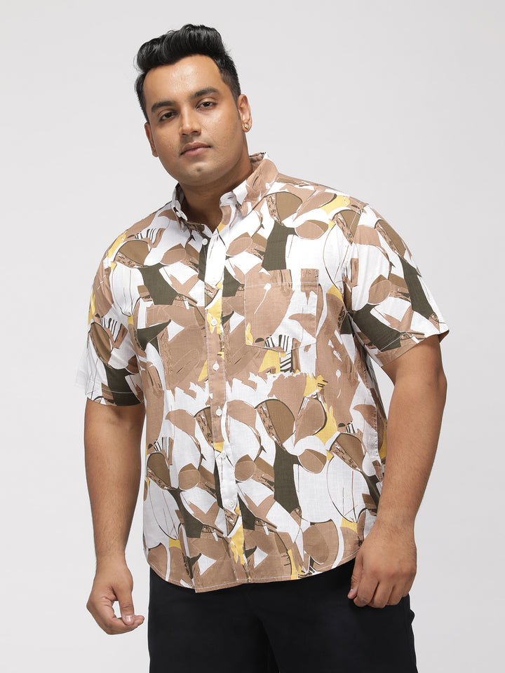 PLUS SIZE AABSTRACT PRINTED COTTON HOLIDAY HALF SLEEVE SHIRT FOR MEN | XL-7XL
