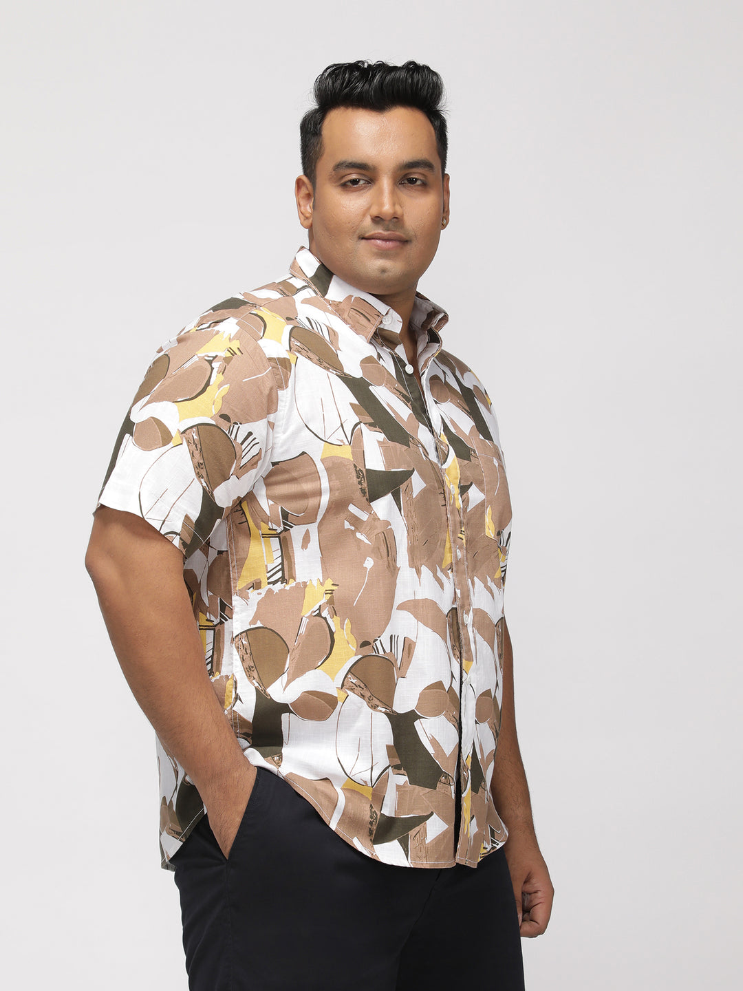 PLUS SIZE AABSTRACT PRINTED COTTON HOLIDAY HALF SLEEVE SHIRT FOR MEN | XL-7XL