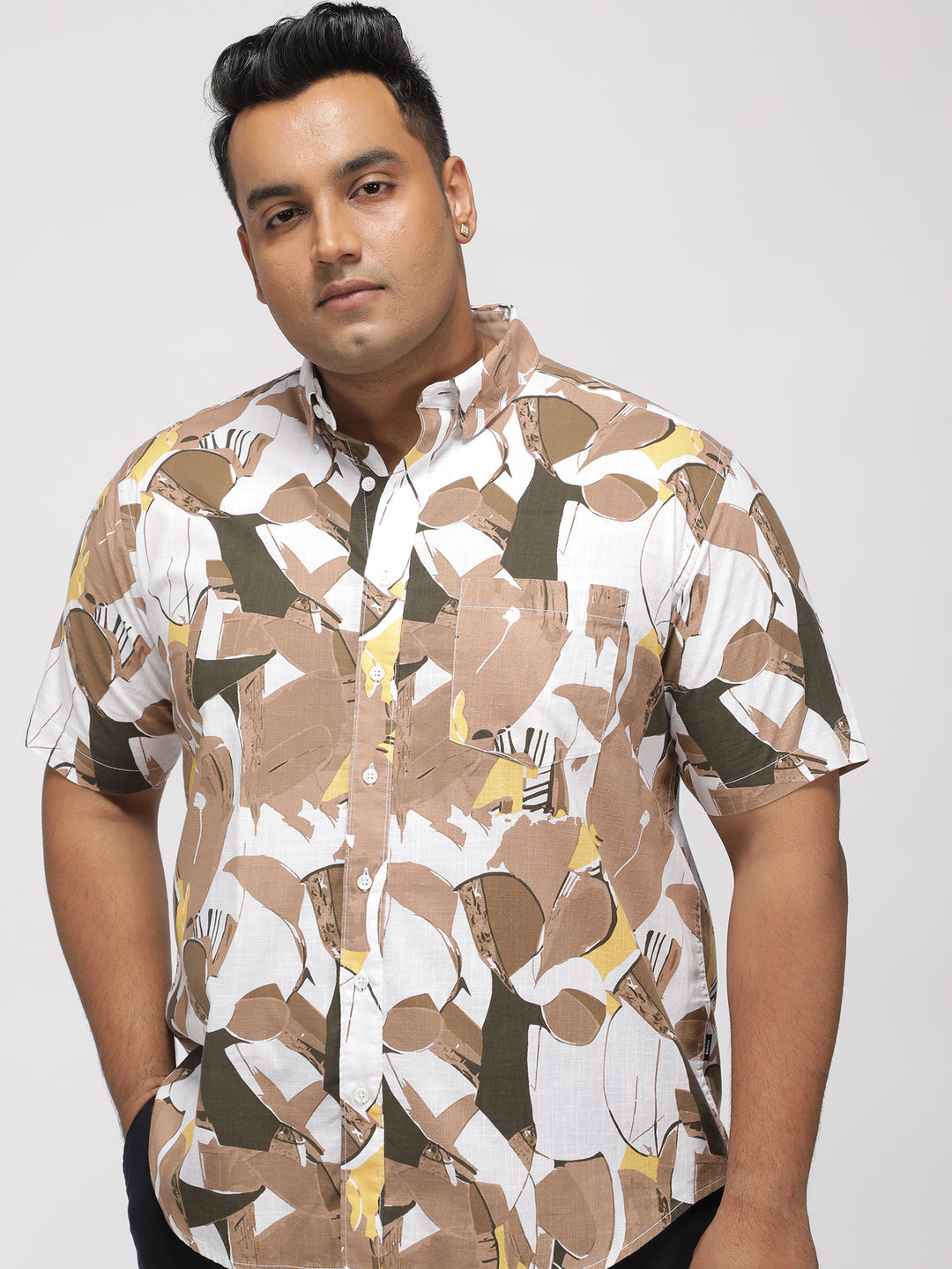 PLUS SIZE AABSTRACT PRINTED COTTON HOLIDAY HALF SLEEVE SHIRT FOR MEN | XL-7XL
