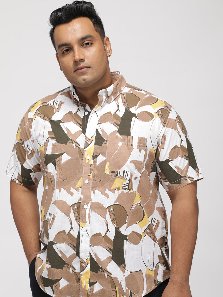 PLUS SIZE AABSTRACT PRINTED COTTON HOLIDAY HALF SLEEVE SHIRT FOR MEN | XL-7XL