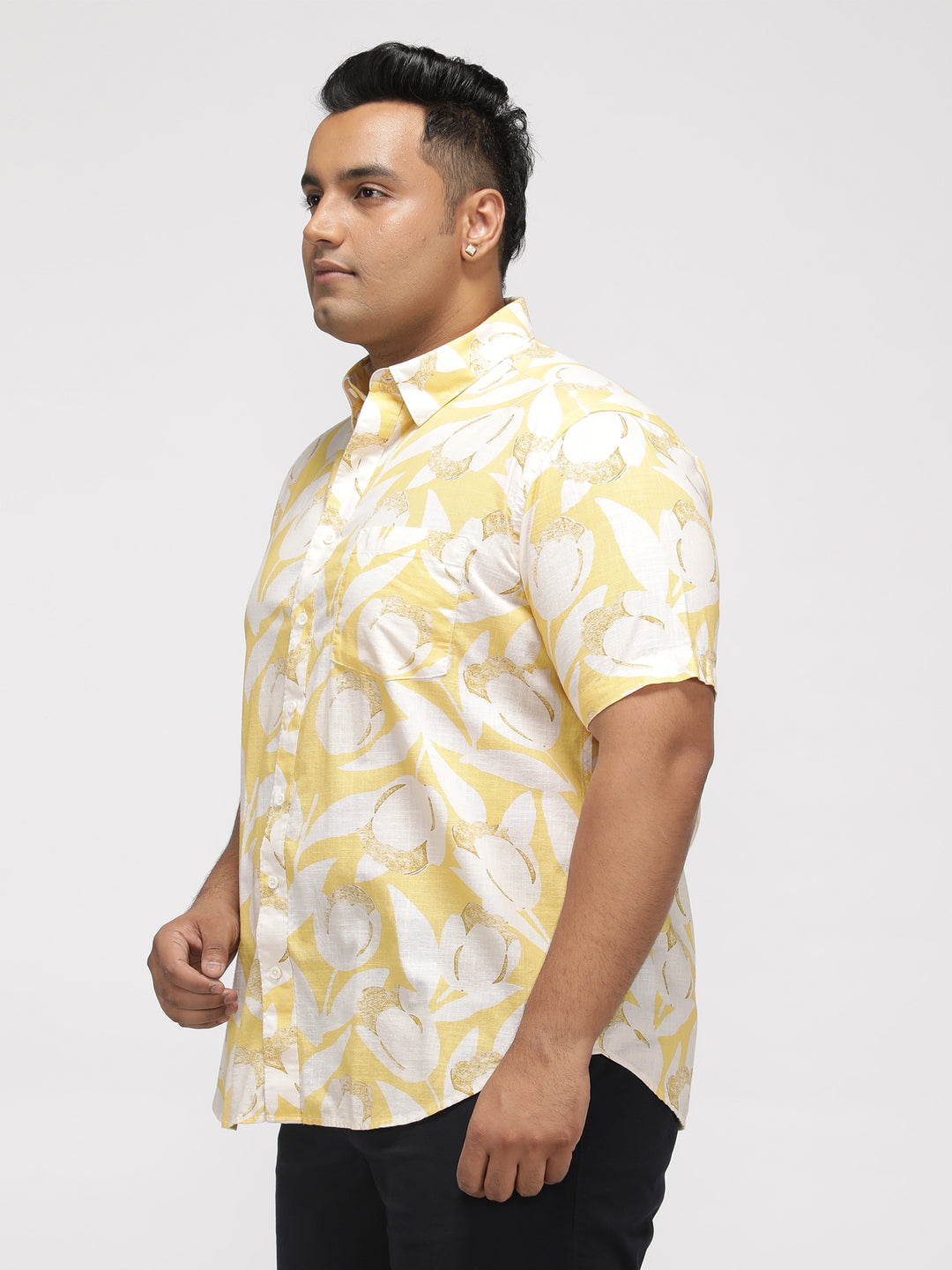 PLUS SIZE TROPICAL PRINTED COTTON HOLIDAY HALF SLEEVE SHIRT FOR MEN | XL-7XL