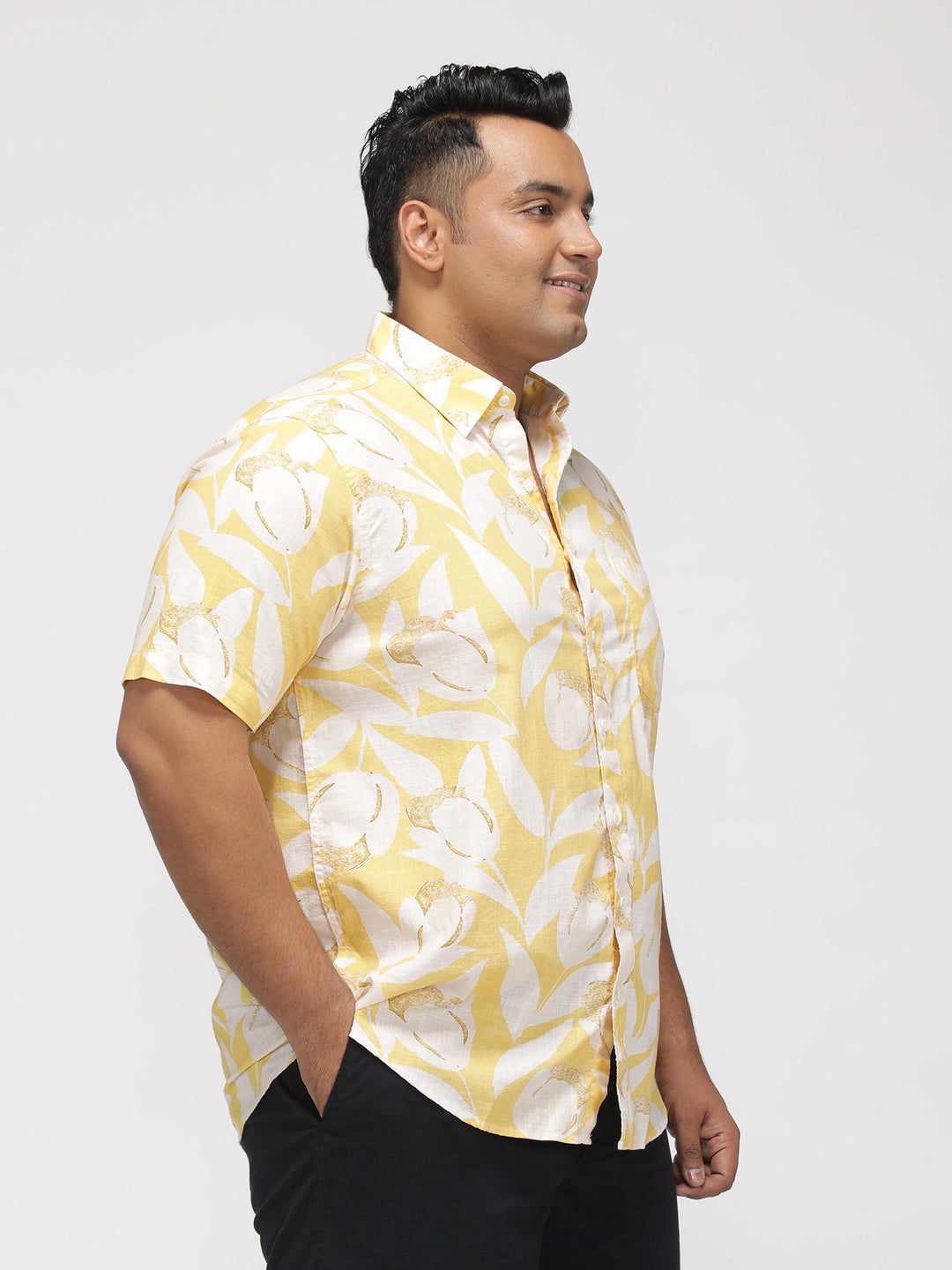 PLUS SIZE TROPICAL PRINTED COTTON HOLIDAY HALF SLEEVE SHIRT FOR MEN | XL-7XL