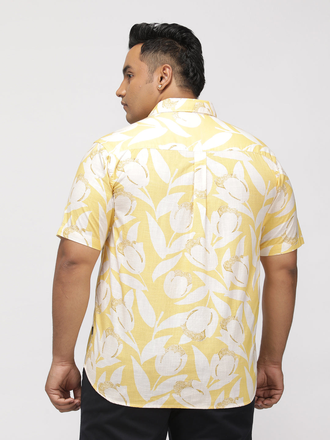 PLUS SIZE TROPICAL PRINTED COTTON HOLIDAY HALF SLEEVE SHIRT FOR MEN | XL-7XL