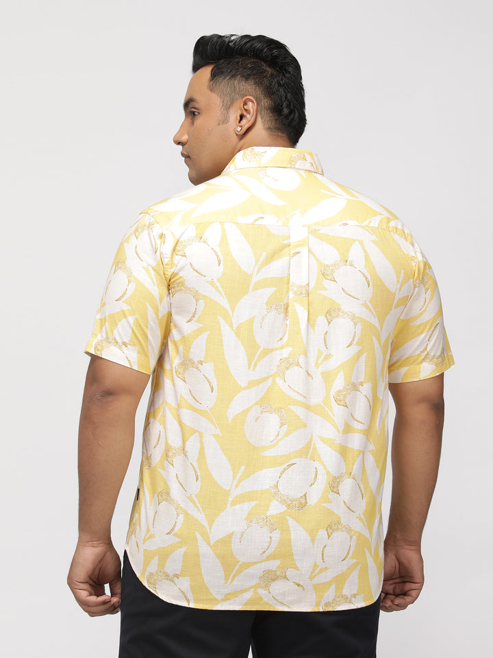 PLUS SIZE TROPICAL PRINTED COTTON HOLIDAY HALF SLEEVE SHIRT FOR MEN | XL-7XL