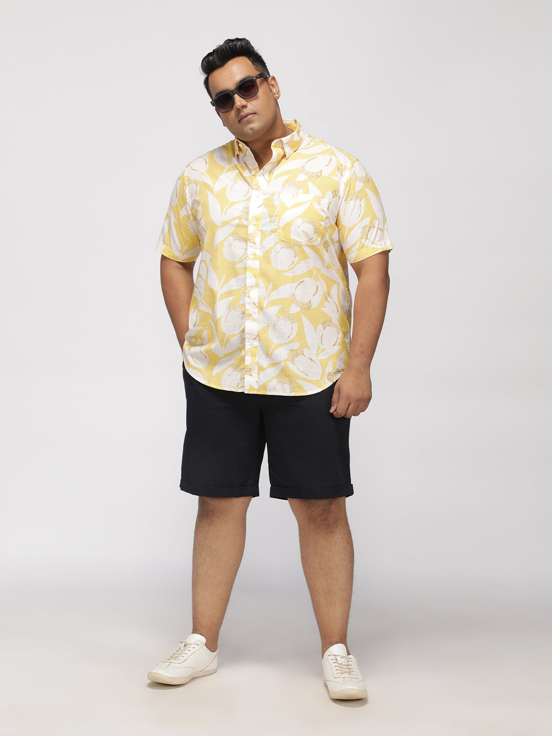 PLUS SIZE TROPICAL PRINTED COTTON HOLIDAY HALF SLEEVE SHIRT FOR MEN | XL-7XL