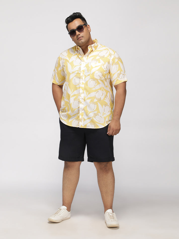 PLUS SIZE TROPICAL PRINTED COTTON HOLIDAY HALF SLEEVE SHIRT FOR MEN | XL-7XL