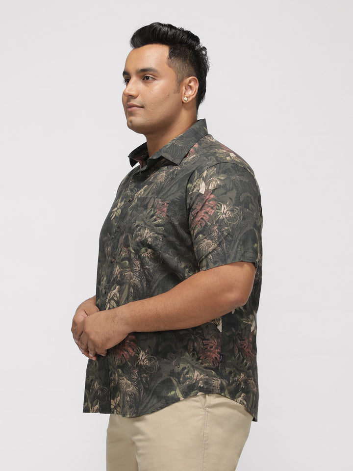 PLUS SIZE TROPICAL PRINTED COTTON HOLIDAY HALF SLEEVE SHIRT FOR MEN | XL-7XL