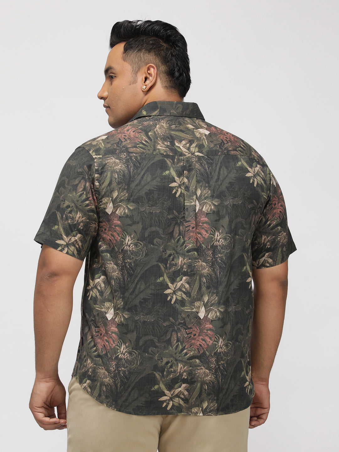 PLUS SIZE TROPICAL PRINTED COTTON HOLIDAY HALF SLEEVE SHIRT FOR MEN | XL-7XL