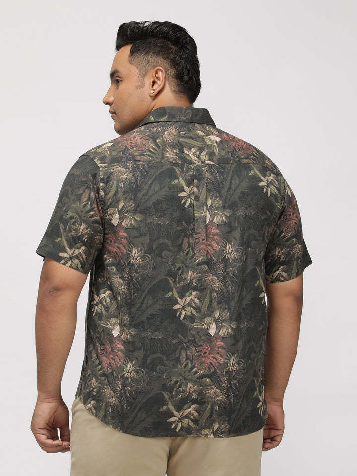 PLUS SIZE TROPICAL PRINTED COTTON HOLIDAY HALF SLEEVE SHIRT FOR MEN | XL-7XL