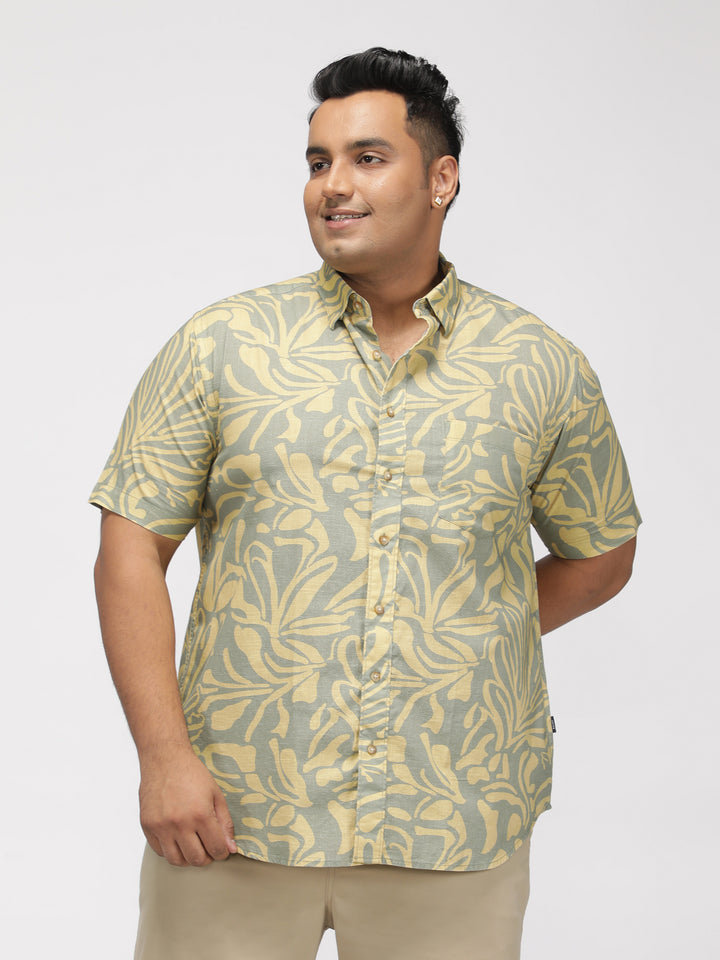 PLUS SIZE ABSTRACT PRINTED COTTON HOLIDAY HALF SLEEVE SHIRT FOR MEN | XL-7XL