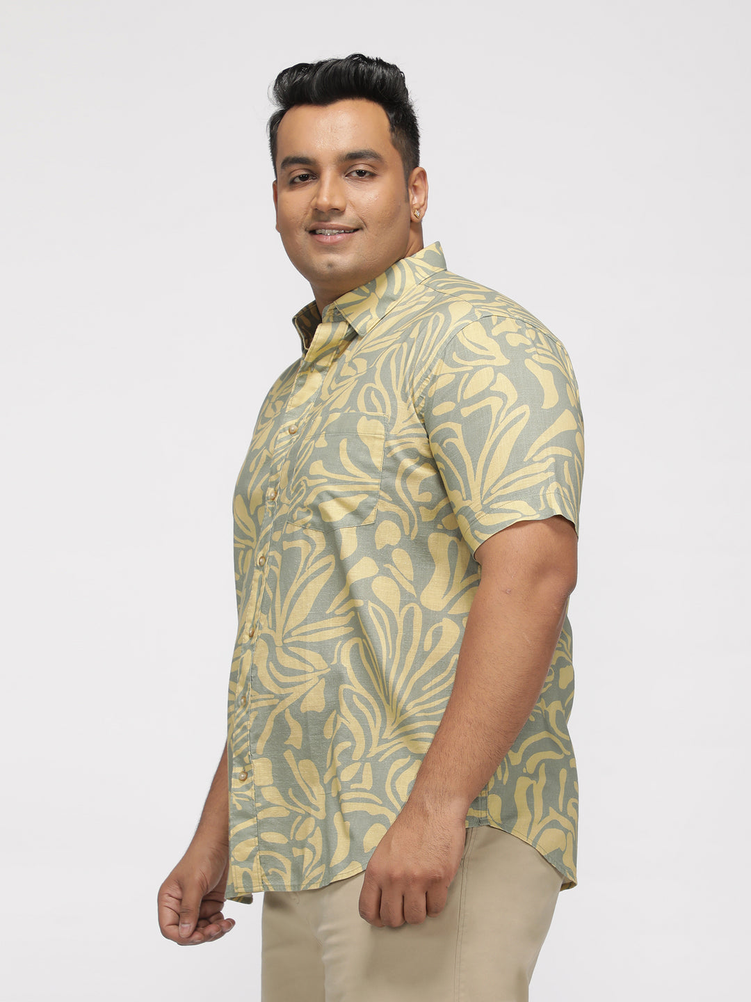 PLUS SIZE ABSTRACT PRINTED COTTON HOLIDAY HALF SLEEVE SHIRT FOR MEN | XL-7XL