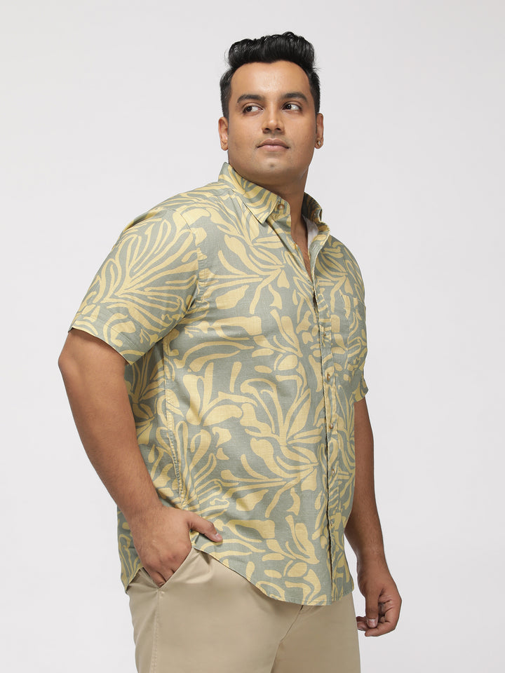 PLUS SIZE ABSTRACT PRINTED COTTON HOLIDAY HALF SLEEVE SHIRT FOR MEN | XL-7XL