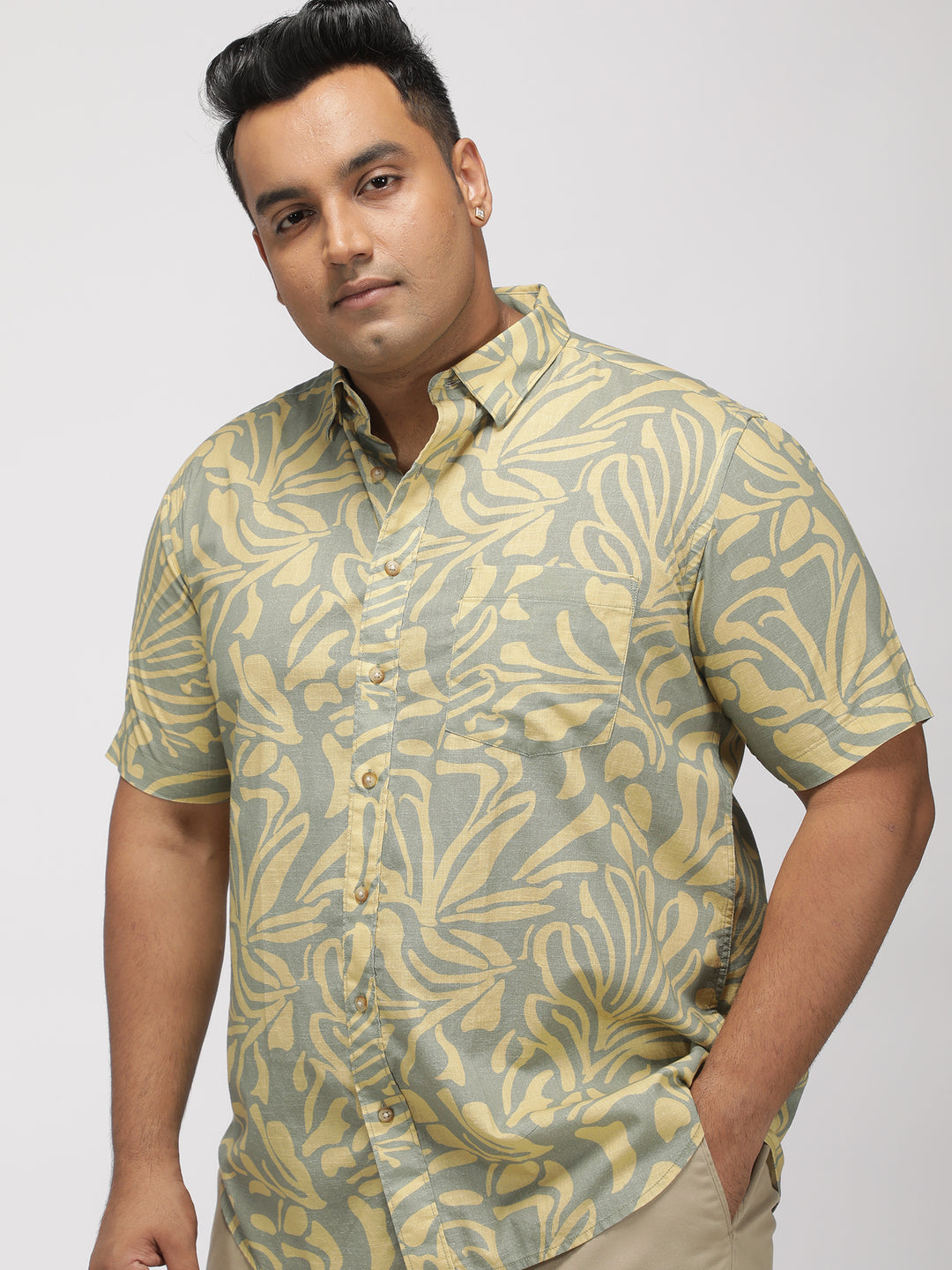 PLUS SIZE ABSTRACT PRINTED COTTON HOLIDAY HALF SLEEVE SHIRT FOR MEN | XL-7XL