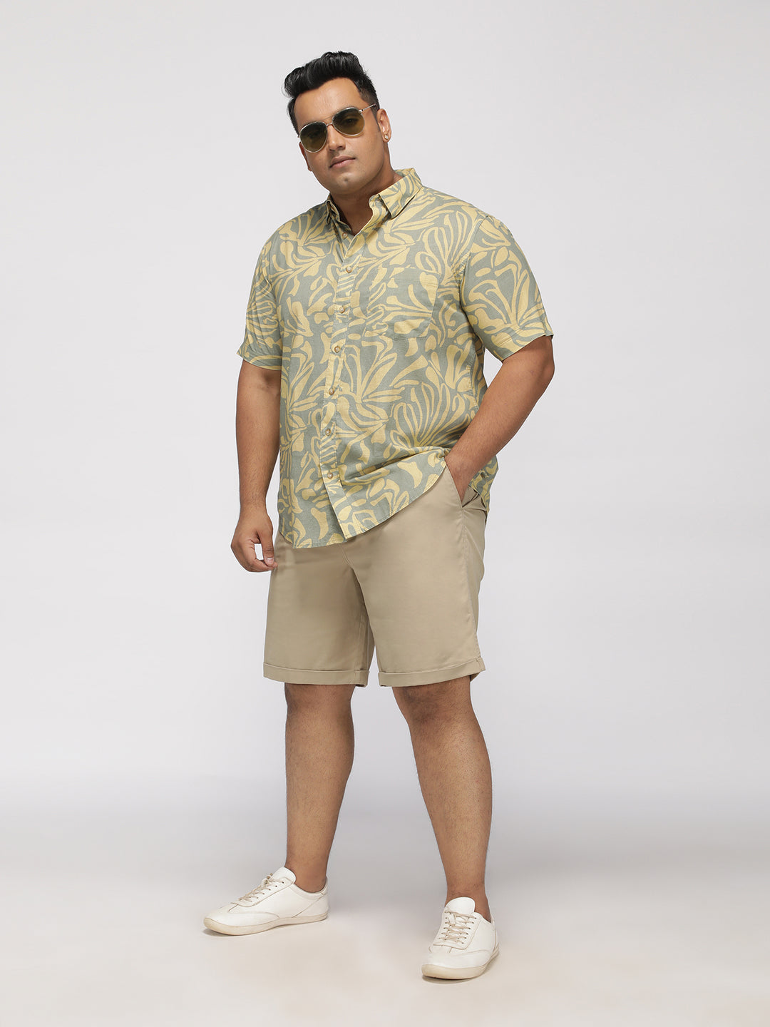 PLUS SIZE ABSTRACT PRINTED COTTON HOLIDAY HALF SLEEVE SHIRT FOR MEN | XL-7XL