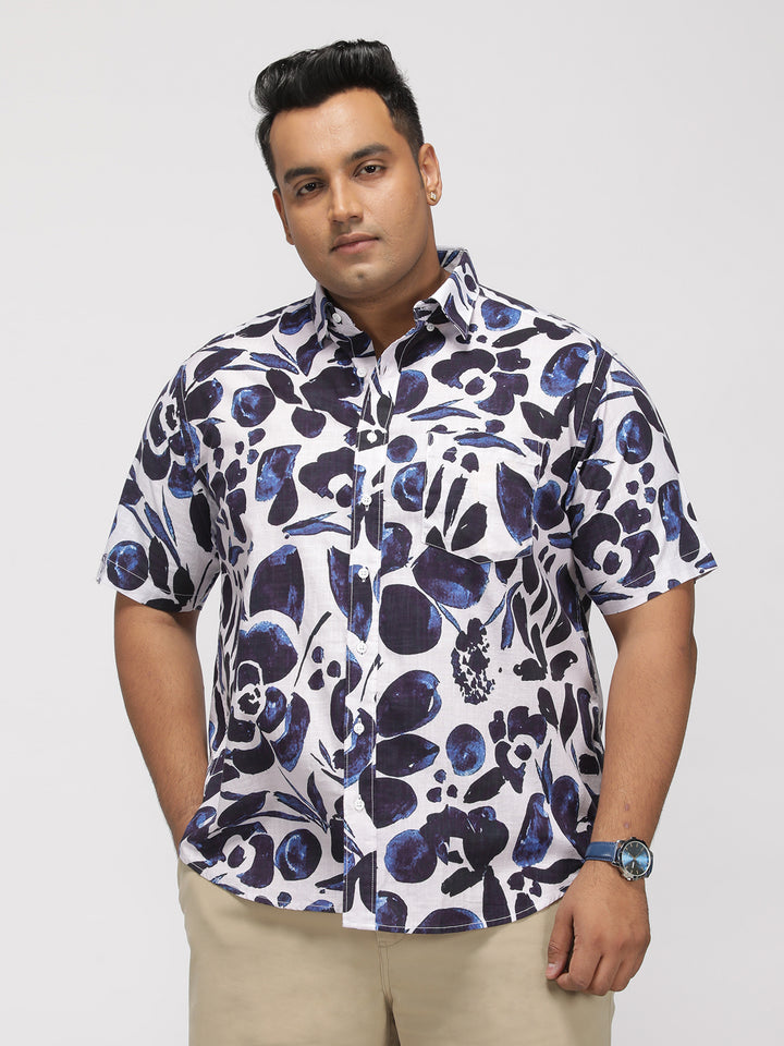 PLUS SIZE TROPICAL PRINTED COTTON HOLIDAY HALF SLEEVE SHIRT FOR MEN | XL-7XL