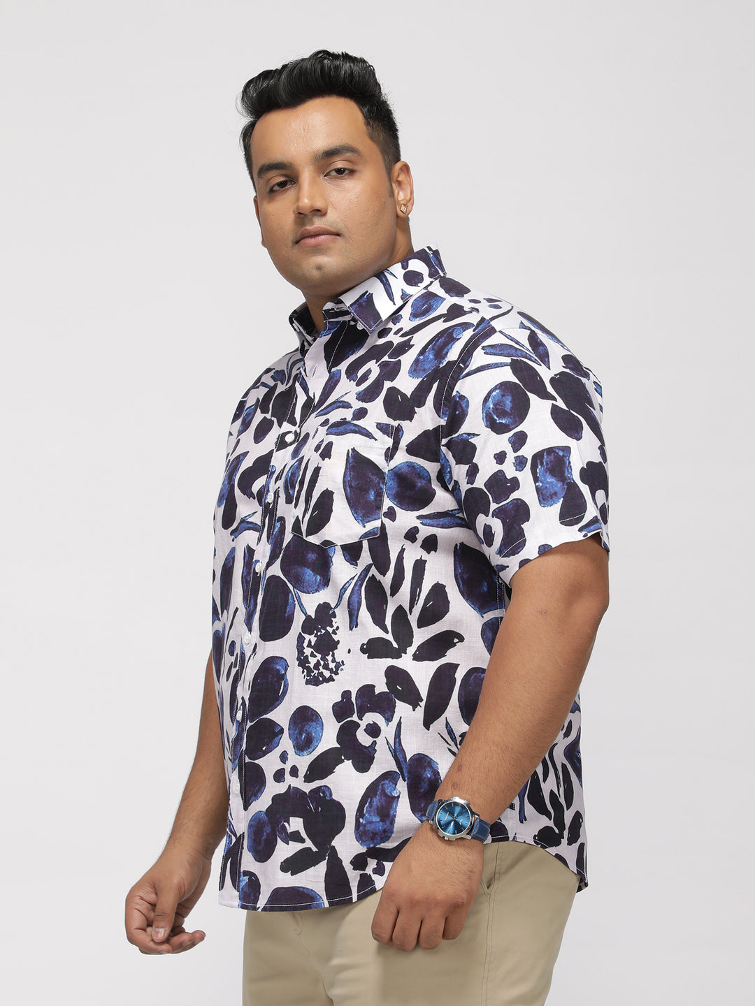PLUS SIZE TROPICAL PRINTED COTTON HOLIDAY HALF SLEEVE SHIRT FOR MEN | XL-7XL