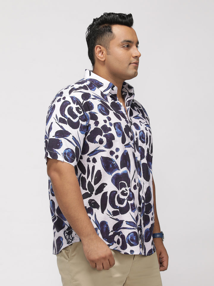 PLUS SIZE TROPICAL PRINTED COTTON HOLIDAY HALF SLEEVE SHIRT FOR MEN | XL-7XL