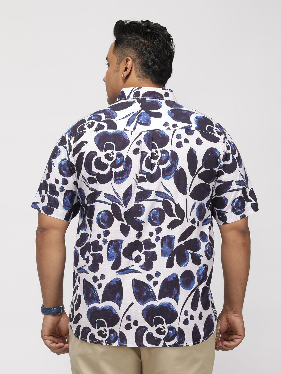 PLUS SIZE TROPICAL PRINTED COTTON HOLIDAY HALF SLEEVE SHIRT FOR MEN | XL-7XL