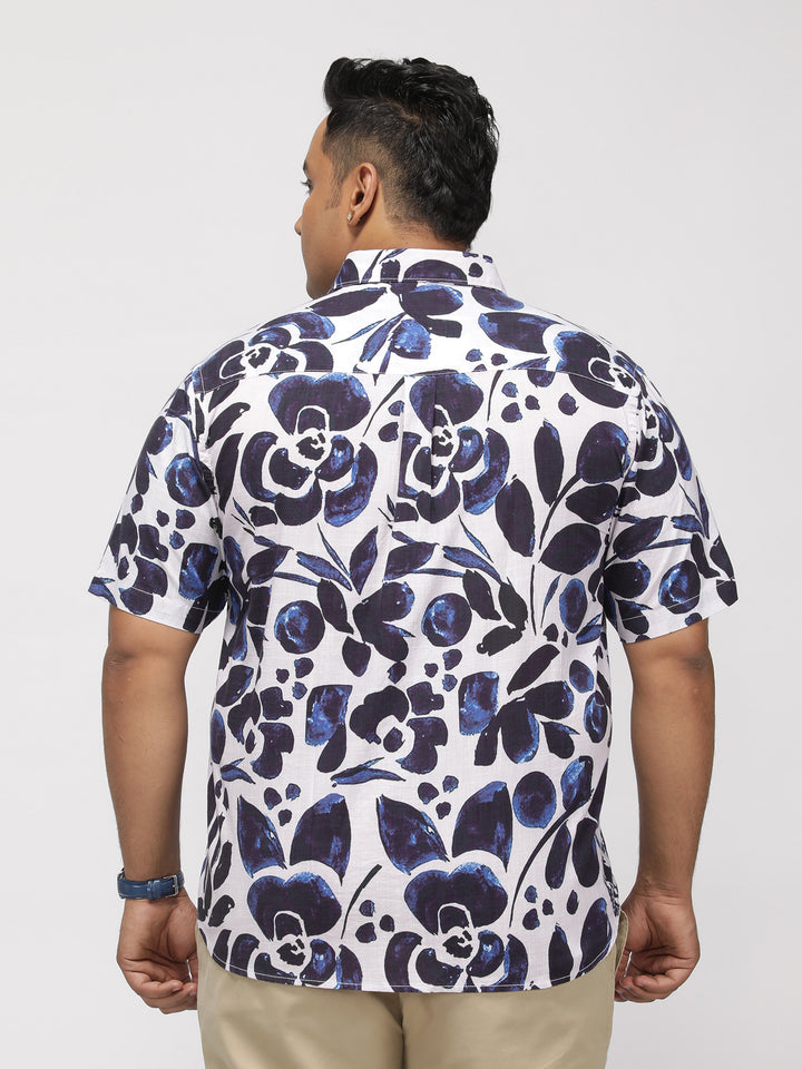 PLUS SIZE TROPICAL PRINTED COTTON HOLIDAY HALF SLEEVE SHIRT FOR MEN | XL-7XL