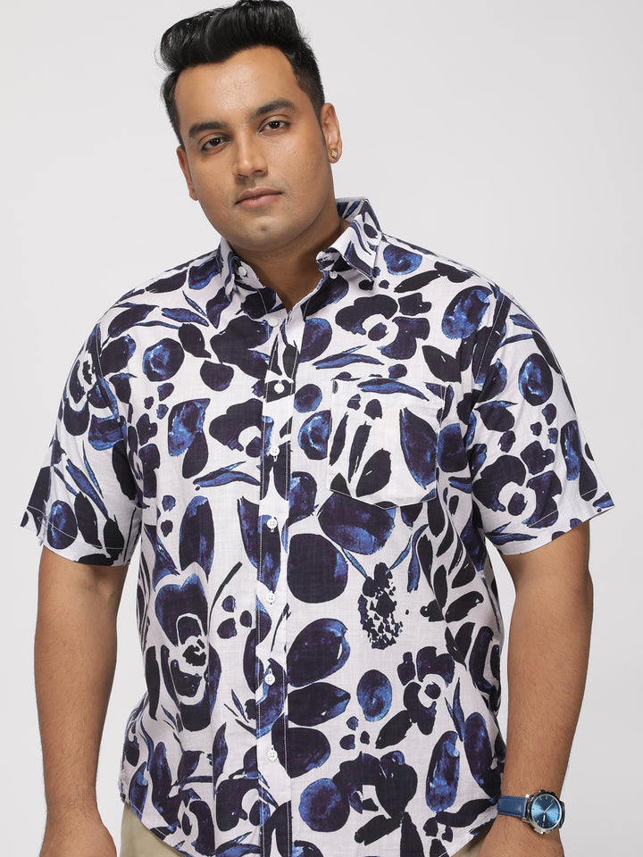 PLUS SIZE TROPICAL PRINTED COTTON HOLIDAY HALF SLEEVE SHIRT FOR MEN | XL-7XL