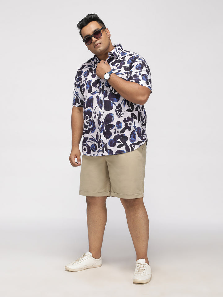 PLUS SIZE TROPICAL PRINTED COTTON HOLIDAY HALF SLEEVE SHIRT FOR MEN | XL-7XL