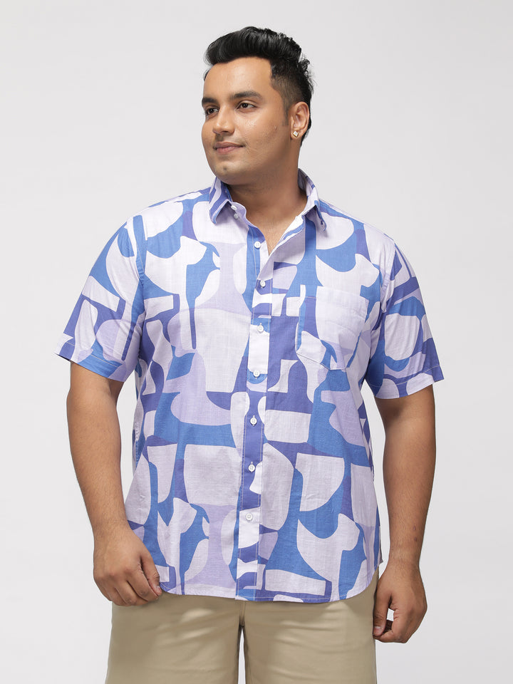 PLUS SIZE ABSTRACT PRINTED COTTON HOLIDAY HALF SLEEVE SHIRT FOR MEN | XL-7XL