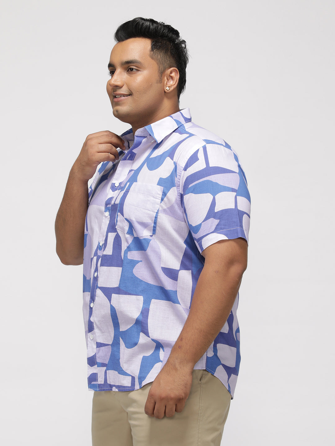 PLUS SIZE ABSTRACT PRINTED COTTON HOLIDAY HALF SLEEVE SHIRT FOR MEN | XL-7XL