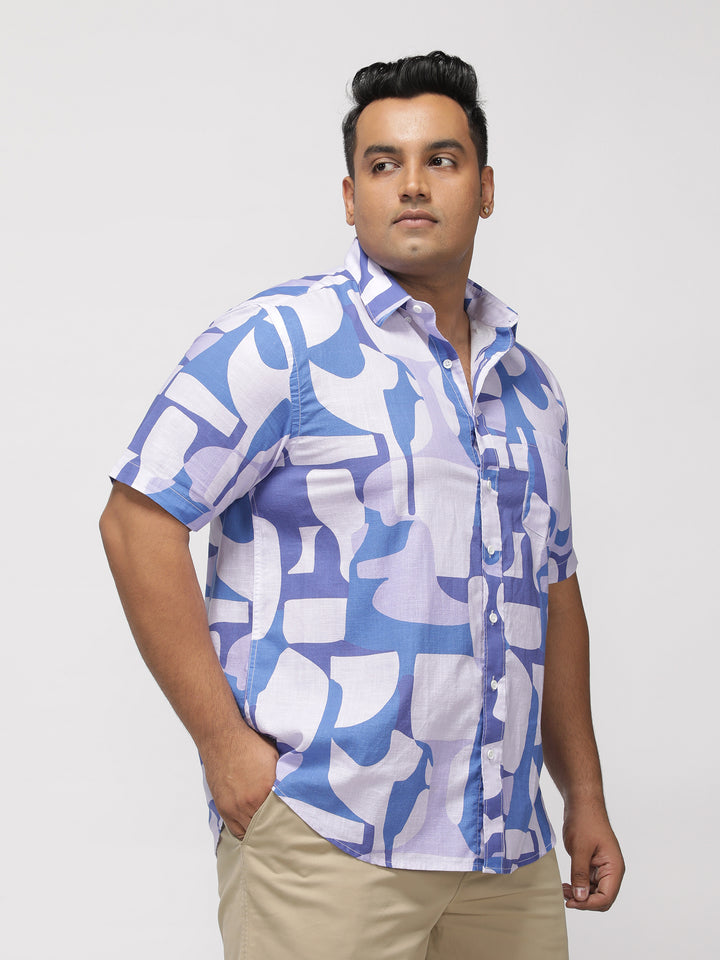 PLUS SIZE ABSTRACT PRINTED COTTON HOLIDAY HALF SLEEVE SHIRT FOR MEN | XL-7XL