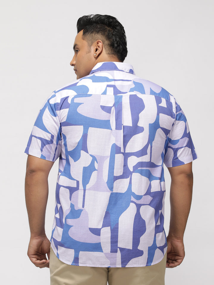 PLUS SIZE ABSTRACT PRINTED COTTON HOLIDAY HALF SLEEVE SHIRT FOR MEN | XL-7XL