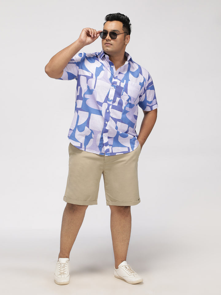 PLUS SIZE ABSTRACT PRINTED COTTON HOLIDAY HALF SLEEVE SHIRT FOR MEN | XL-7XL
