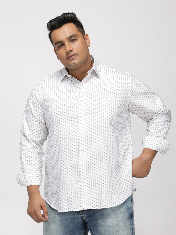 PLUS SIZE PRINTED STRETCH OXFORD PARTY SHIRT FOR MEN | XL-7XL